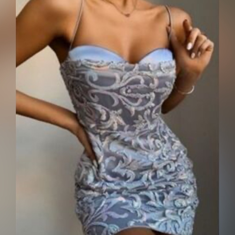 Naked Wardrobe Iridescent Sequin Mini, iridescent sequins, padded bra